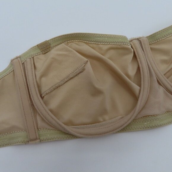 VTG 1999 Victorias Secret 34C Beige Underwire Strapless Bandeau Bra Unlined - Picture 7 of 13